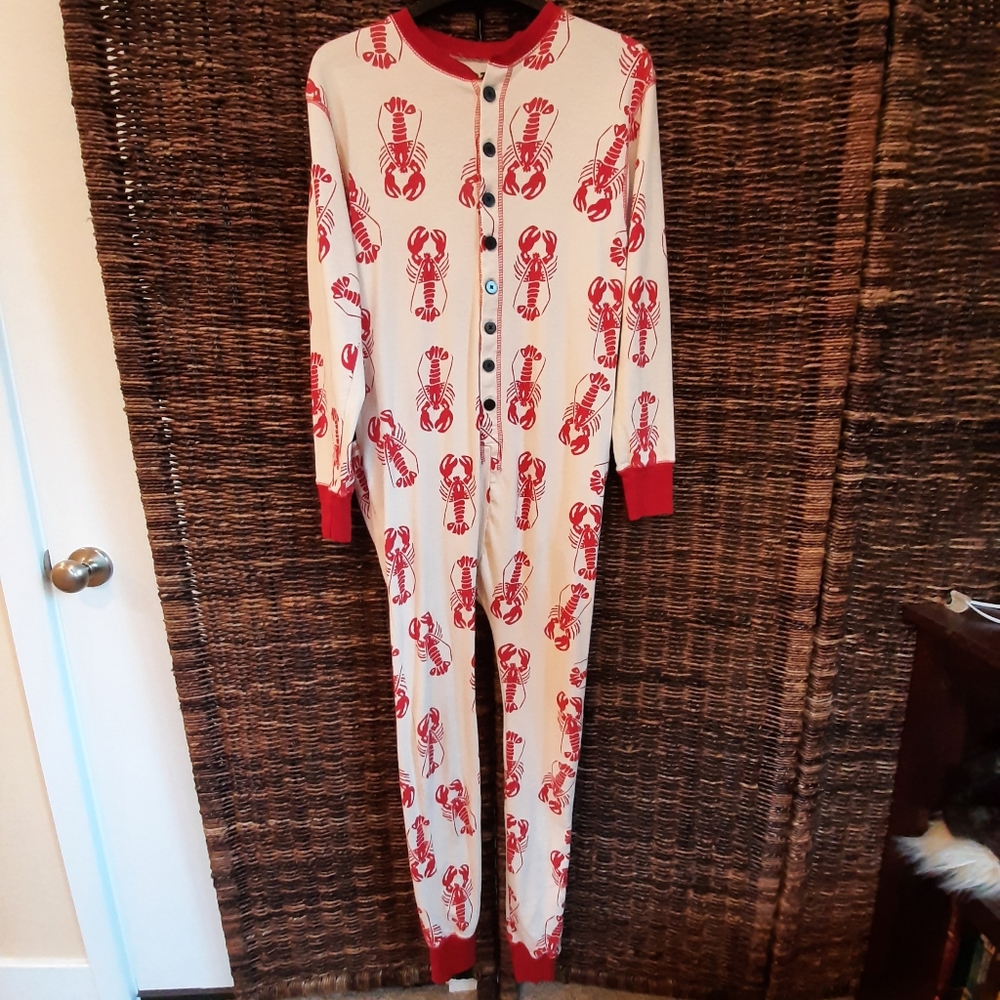 Lazy One Lobster One Piece Flapjack Long Johns Pajamas Novelty Unisex Size XS